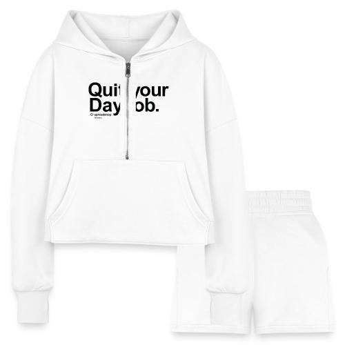 Day job in black - Women’s Cropped Hoodie & Jogger Short Set