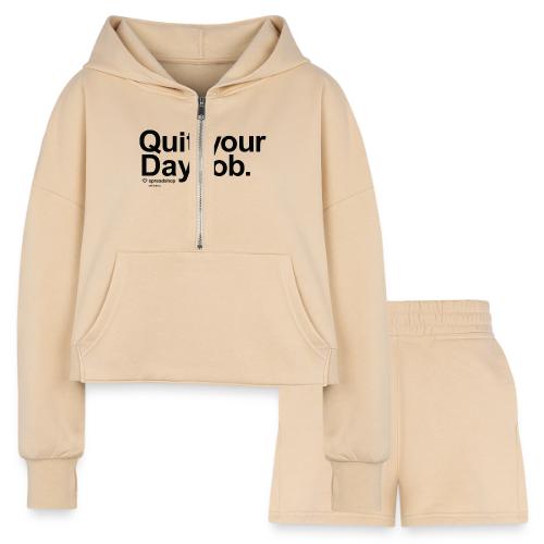 Day job in black - Women’s Cropped Hoodie & Jogger Short Set