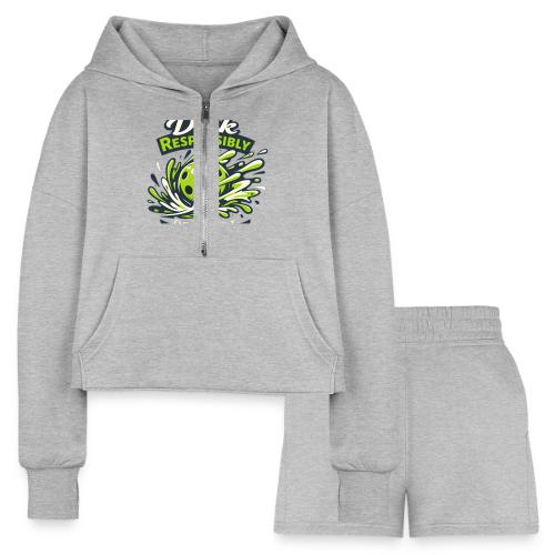 Dink Responsibly Don’t Get Smashed Pickleball Art - Women’s Cropped Hoodie & Jogger Short Set
