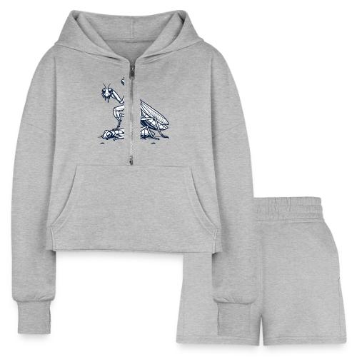 Girls Will Be Girls Praying Mantis Humor - Women’s Cropped Hoodie & Jogger Short Set