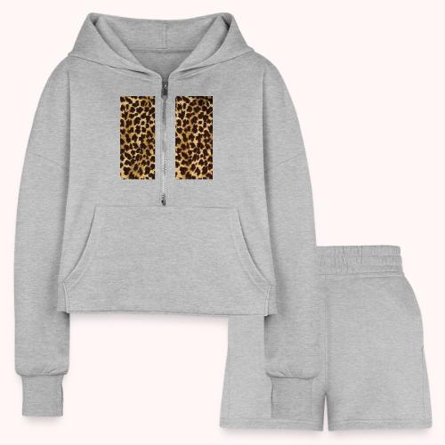 dark shaded leopard pattern - Women’s Cropped Hoodie & Jogger Short Set