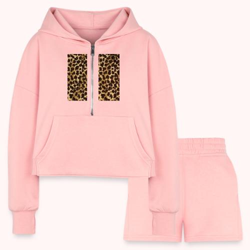 dark shaded leopard pattern - Women’s Cropped Hoodie & Jogger Short Set