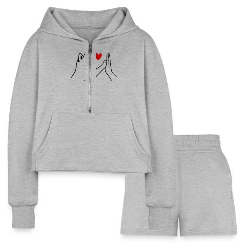 Cat Lover High-Five T-Shirt - Women’s Cropped Hoodie & Jogger Short Set
