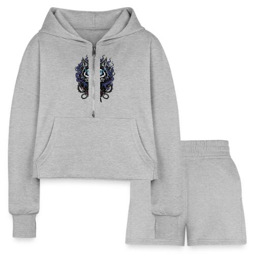 Alpha Predator Wolf Fierce Neon Eyes - Women’s Cropped Hoodie & Jogger Short Set