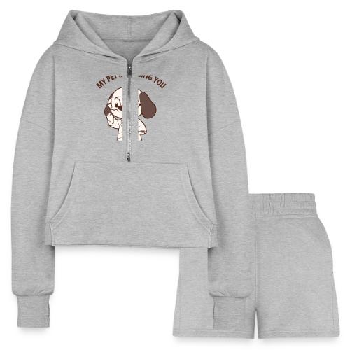 My Pet Is Judging You Always T-Shirt | Sarcastic C - Women’s Cropped Hoodie & Jogger Short Set
