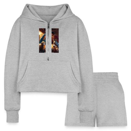 Nativity Manger T-Shirt - Women’s Cropped Hoodie & Jogger Short Set