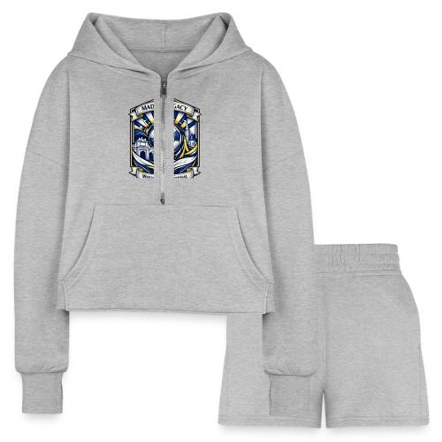 Madrid White Legacy T Shirt, Madrid Fan Gift - Women’s Cropped Hoodie & Jogger Short Set