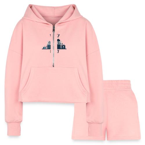 Philly Supports Philly skyline blue transparentbg - Women’s Cropped Hoodie & Jogger Short Set