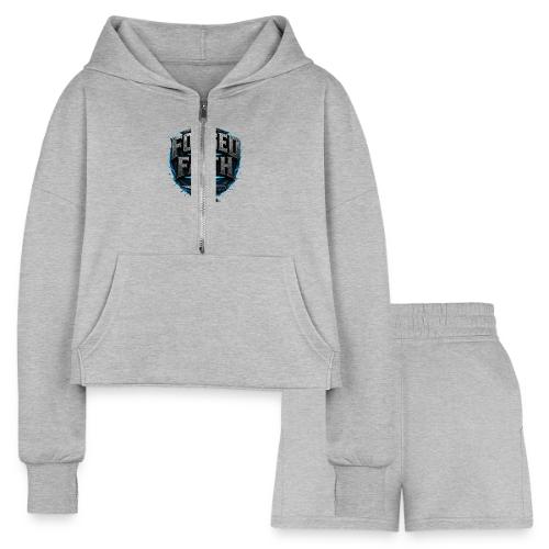 Forged By Faith Cyan Design - Women’s Cropped Hoodie & Jogger Short Set