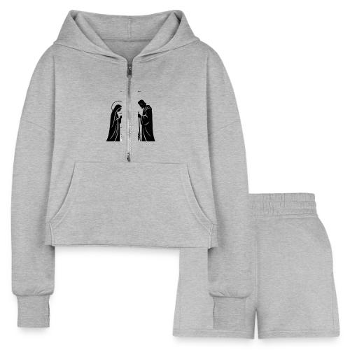 Joy to the World T-Shirt | Minimalist Nativity - Women’s Cropped Hoodie & Jogger Short Set