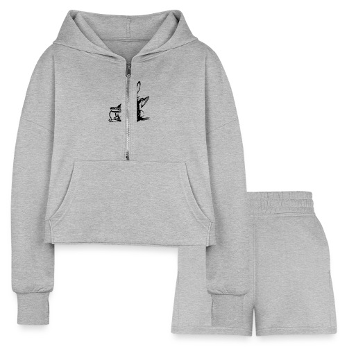 Cute Bunny Rabbit Cooking - Women’s Cropped Hoodie & Jogger Short Set