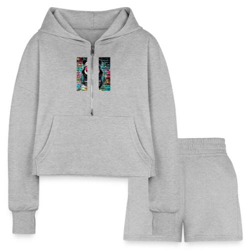 Stylish panda 2 - Women’s Cropped Hoodie & Jogger Short Set