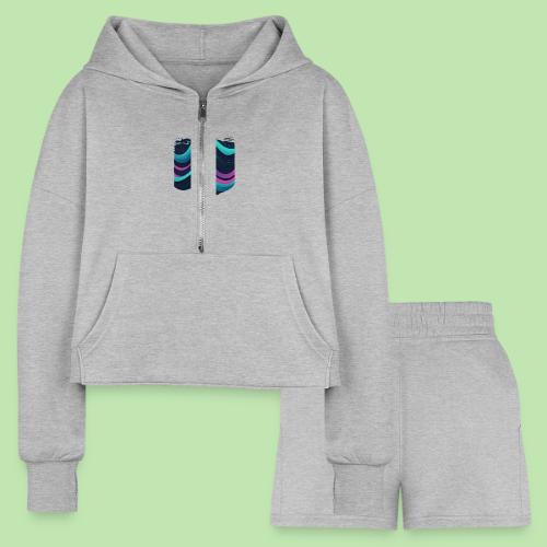Abstract Wavy Ocean Pattern - Women’s Cropped Hoodie & Jogger Short Set