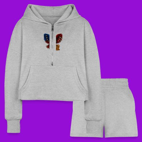 Veterans Press Bald Eagle - Women’s Cropped Hoodie & Jogger Short Set