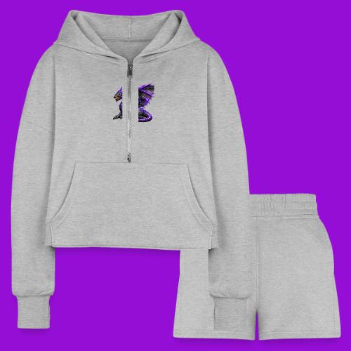 Neon Dragon at Rest - Women’s Cropped Hoodie & Jogger Short Set