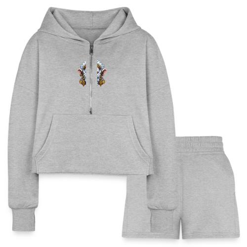 Thai Hanuman Monkey Deity Mask - Women’s Cropped Hoodie & Jogger Short Set