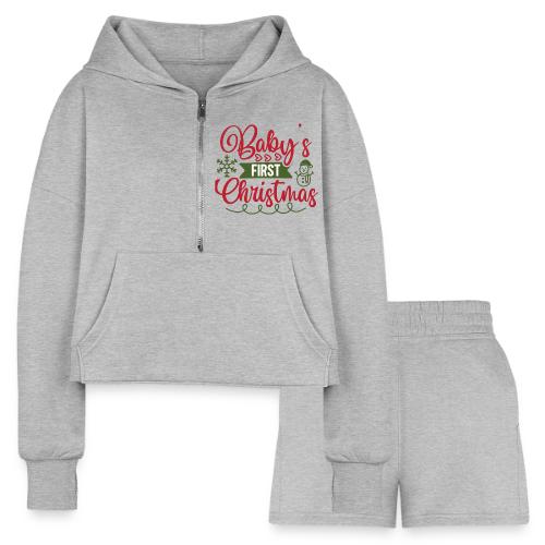 Baby s First Christmas - Women’s Cropped Hoodie & Jogger Short Set