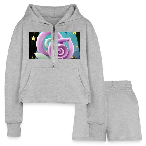 Lila Bloom | Double Floral Eco-Inspired Art - Women’s Cropped Hoodie & Jogger Short Set