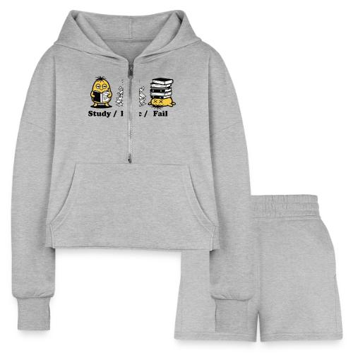 Funny Student Study Panic Fail Back To School - Women’s Cropped Hoodie & Jogger Short Set