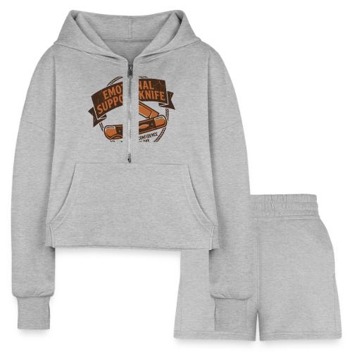 Emotional Support Knife - Funny EDC Pocket Knife - Women’s Cropped Hoodie & Jogger Short Set