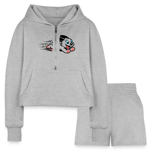 Speedy Pup Sprint on the Run - Women’s Cropped Hoodie & Jogger Short Set
