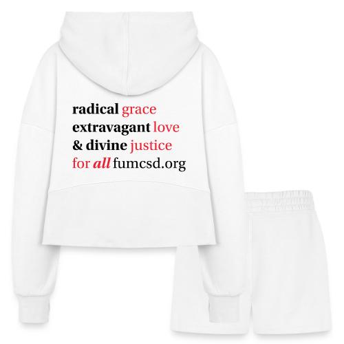 Grace. Love. Justice. serif font - Women’s Cropped Hoodie & Jogger Short Set
