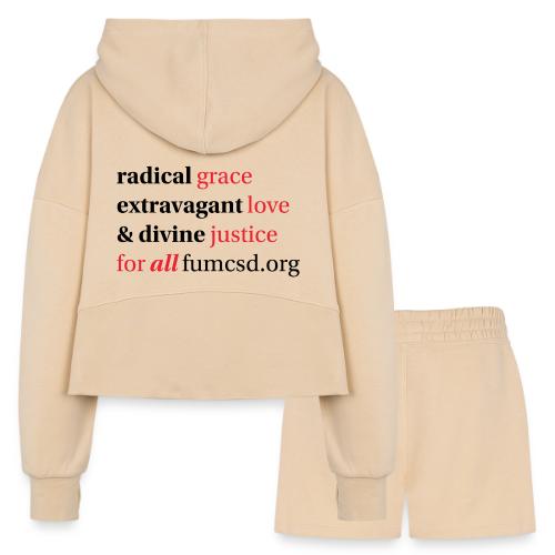 Grace. Love. Justice. serif font - Women’s Cropped Hoodie & Jogger Short Set