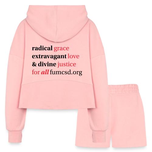 Grace. Love. Justice. serif font - Women’s Cropped Hoodie & Jogger Short Set