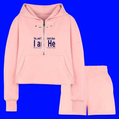 I am He - Bibile Quotes - Women’s Cropped Hoodie & Jogger Short Set