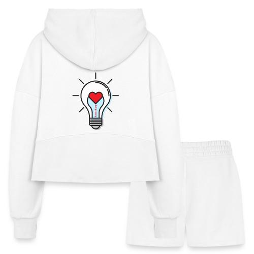 FUMCSD Heart Light Blub with White Bulb - Women’s Cropped Hoodie & Jogger Short Set