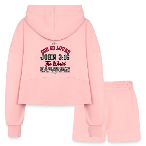 John 3:16 For God So Loved The World - Women’s Cropped Hoodie & Jogger Short Set