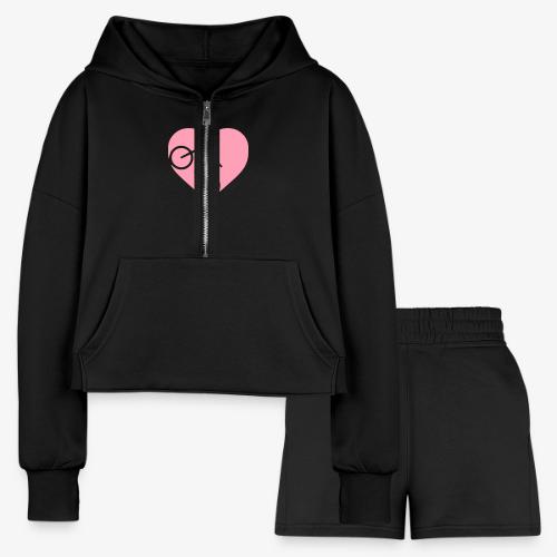 heart_bicycle_cutout - Women’s Cropped Hoodie & Jogger Short Set