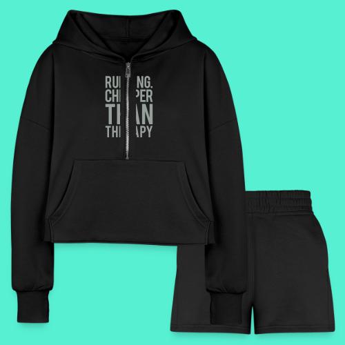 Running cheaper than therapy - Women’s Cropped Hoodie & Jogger Short Set