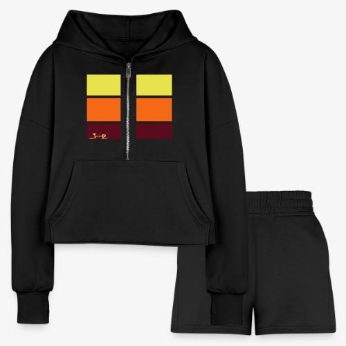 tricolor with bicycle - Women’s Cropped Hoodie & Jogger Short Set