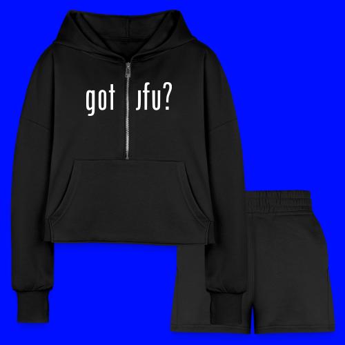 gotfufu-white - Women’s Cropped Hoodie & Jogger Short Set