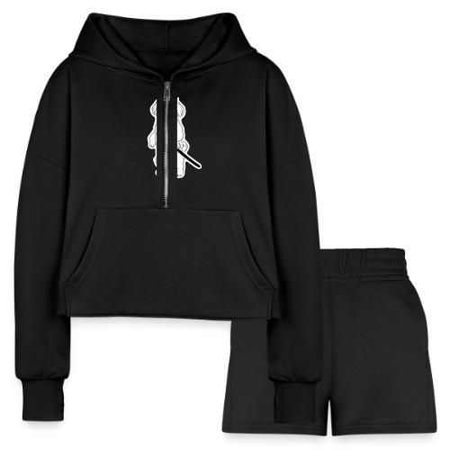 Samurai Maltese Katana Warrior Dog Tee - Women’s Cropped Hoodie & Jogger Short Set