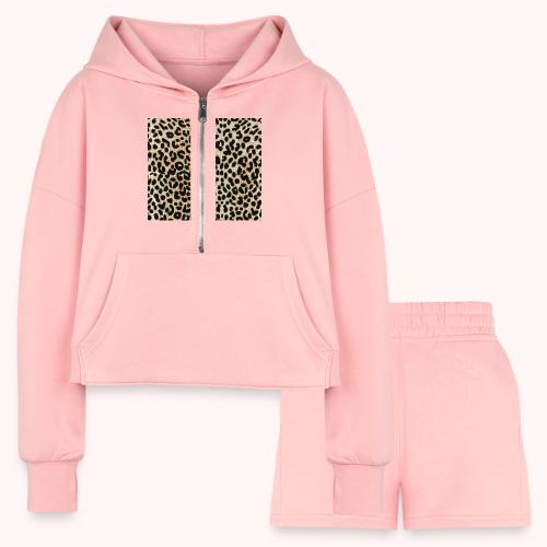 dark shaded leopard pattern - Women’s Cropped Hoodie & Jogger Short Set