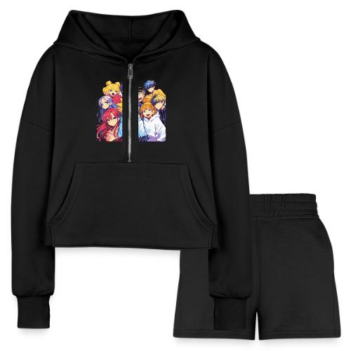 Thrill Rush Anime Squad Streetwear - Women’s Cropped Hoodie & Jogger Short Set