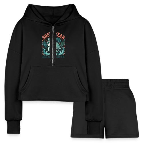 Shell Yeah Sea Turtle Beach Vibes - Women’s Cropped Hoodie & Jogger Short Set