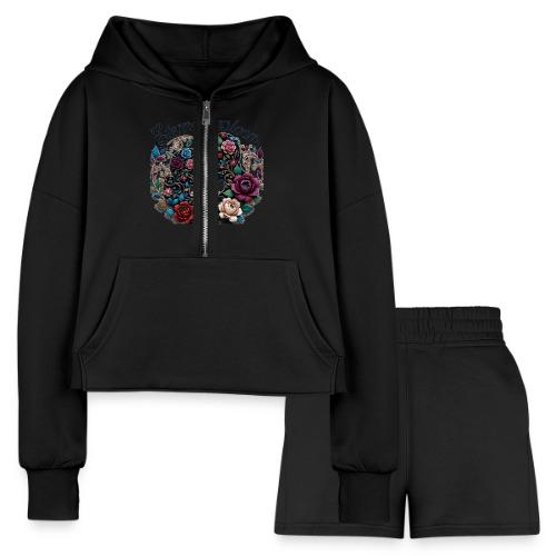 Eternal Bloom Embrace T-Shirt - Women’s Cropped Hoodie & Jogger Short Set