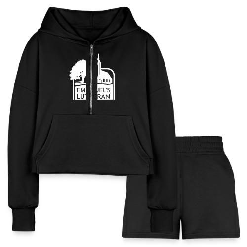 Single Vertical white2 - Women’s Cropped Hoodie & Jogger Short Set