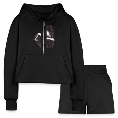 Cool cute funny Skunk - Women’s Cropped Hoodie & Jogger Short Set