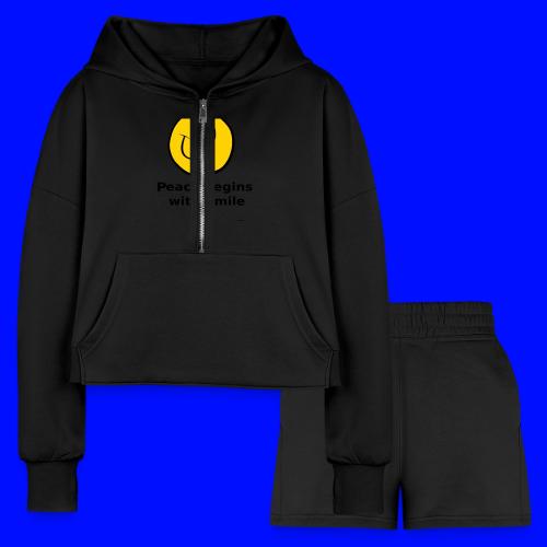 Peace begins with Smile - Women’s Cropped Hoodie & Jogger Short Set