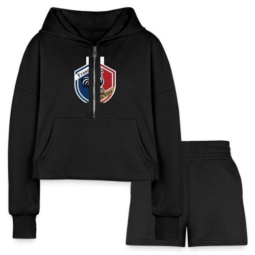 France Rooster T-Shirt, Bleu-Blanc-Rouge gift - Women’s Cropped Hoodie & Jogger Short Set