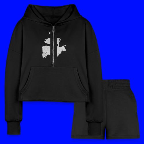 Pyramid Print2 - Women’s Cropped Hoodie & Jogger Short Set
