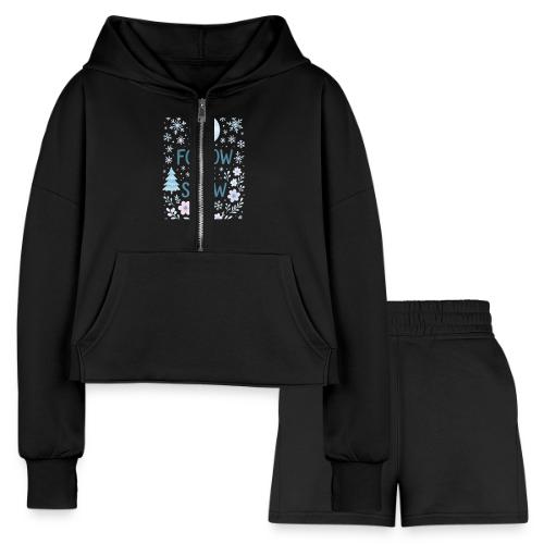 Follow the Snow – Cozy Winter Watercolor - Women’s Cropped Hoodie & Jogger Short Set