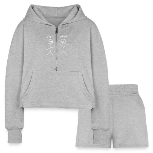 Got Your Back Stick Figure Design - Women’s Cropped Hoodie & Jogger Short Set