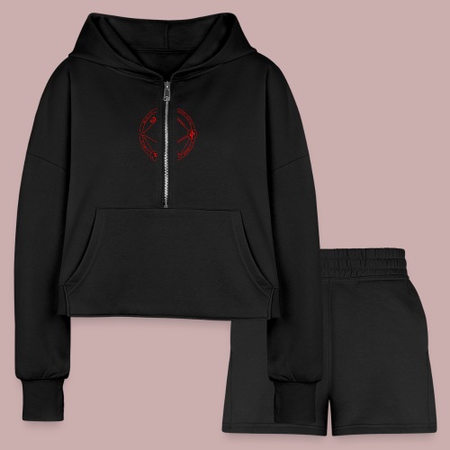 darknet red - Women’s Cropped Hoodie & Jogger Short Set