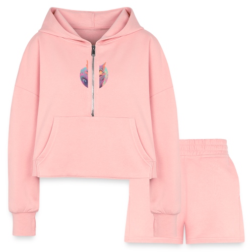 Handsome Grin Cat - Women’s Cropped Hoodie & Jogger Short Set