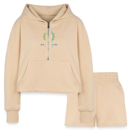 Om Sunshine Yoga transparent back original file - Women’s Cropped Hoodie & Jogger Short Set